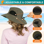 SUN CUBE Wide Brim Sun Hat Men Women, Fishing Hats Sun UV Protection, Mens Hiking Bucket Hat Safari Beach Boonie, UPF 50+
