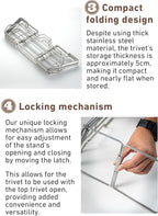 CAMPINGMOON Collapsable Cooking Stand Trivat Stainless Steel for Campfire Open Fire Camping Outdoor MT-3-ST