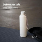 KIVY Slim Water Bottle 32oz [Lightweight & Shatterproof] Fits Backpack & Cupholder for Travel, Sports, School - Beige water bottle no straw - Cute aesthetic water bottles screw top - Dishwasher Safe
