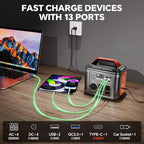 Portable Power Station, 300W 296Wh Generator Quick Charge / 110V AC Outlets/DC Ports and LED Flashlight, panel 60W for Home Outdoor Travel Camping Blackout