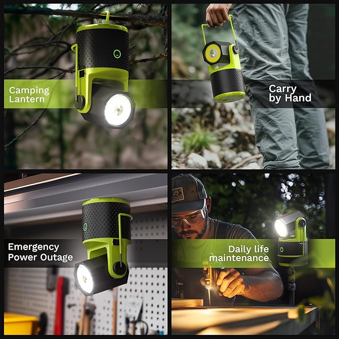 CLAKAP LED Camping Lantern, 3000Lumens Rechargeable 180°Rotatable Flashlight Lantern, Portable Camping Light with 4000mAh Phone Charger, IPX4 Waterproof Lanterns for Power Outages Hurricane