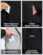 Men's Cycling Rain Jackets Waterproof Running Bike Windbreaker Lightweight Packable Hooded Jacket