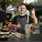 Rolling Grill Basket, Removable Wooden Handle, 304 Stainless Steel, Nesting Grilling Tools, Smoker BBQ Accessories for Vegetable, Outdoor Cooking Camping, Birthday Gifts for Men Dad Husband