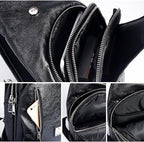 Small Sling Bag Crossbody Backpack Over the Shoulder Bag for Men Women Travel Outdoors, Lightweight Sling Chest Pack (Large, Pu leather)