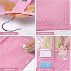 Univivi Garment Bags for Dance Costumes for Hanging Clothes, 40 Inch Breathable Dance Competition Garment Bag With 3 Medium Clear Zipper Pockets for Kids (Pink) - 8 Pack