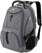 SwissGear 1900 ScanSmart 17” Laptop Backpack Grey Heather – Reflective Tech Backpack with ScanSmart Compartment – Multiple Organizer Pockets & RFID Scan Blocking Technology