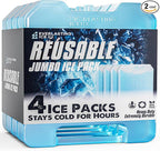 Everlasting Ice RX Large Reusable Ice Packs for Cooler with Handle (4 Pack) Long Lasting Coolness, BPA Free, Freezer Packs for Extended Cooling | Cooler Ice Packs for Camping, Fishing, Hiking, Beach