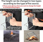 CAMPINGMOON Portable Folding Camping Campfire Grill over Fire Split Stoves 304 Stainless Steel (Grid wire (MS-1011))