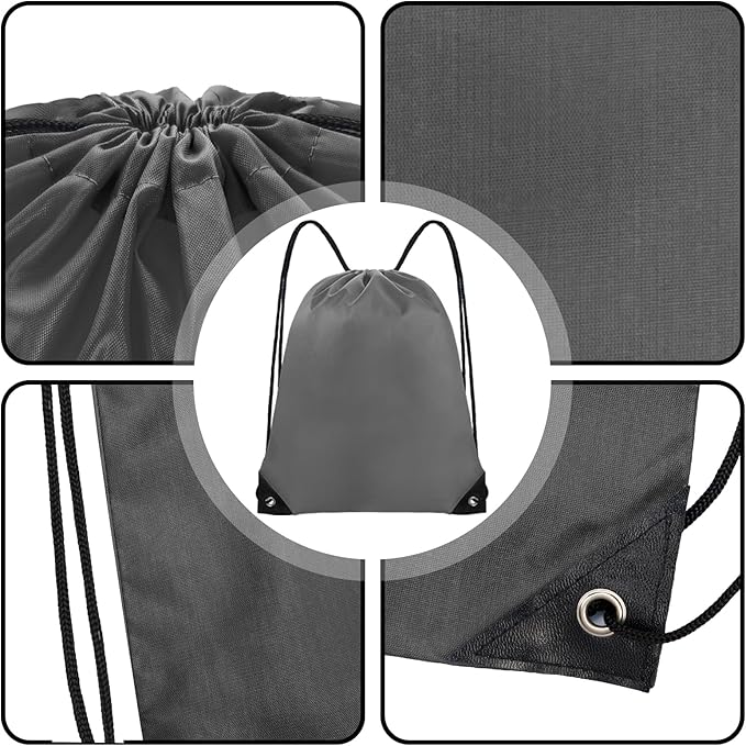 Grneric Drawstring Bags Bulk 14 Pcs Drawstring Backpack Bulk Cinch Bag Sackpack for Men Women Gym (Gray)