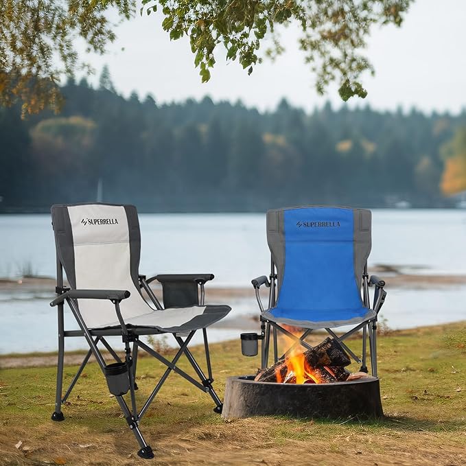 Camping Chair Folding Portable Lawn Chair 2 Pack Comfortable Hard Arm Sturdy for Family Camp, Outdoor, Sports, Beach, Travel, Blue, Supports 300 lbs