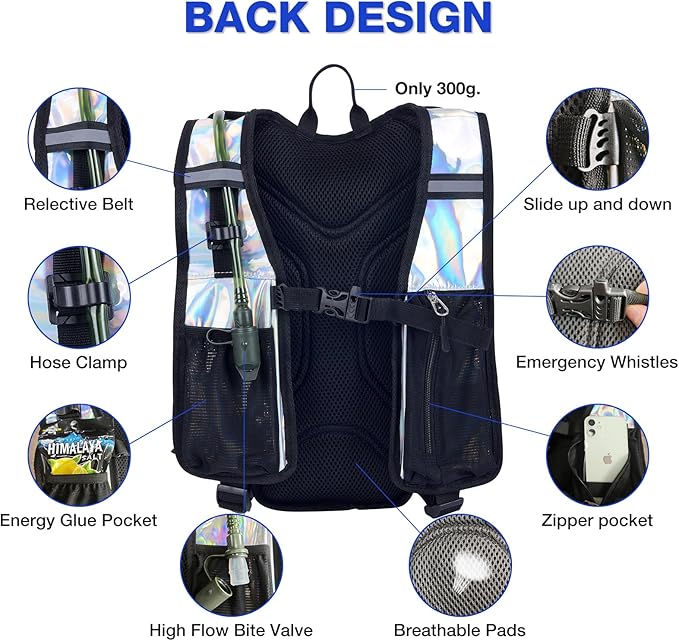 Hydration Backpack, Water Buffalo Hydration Backpack with 2L Water Bladder, Water Pack Backpack for Outdoor Sports of Running Hiking Camping Cycling Skiing for Women Men, Black