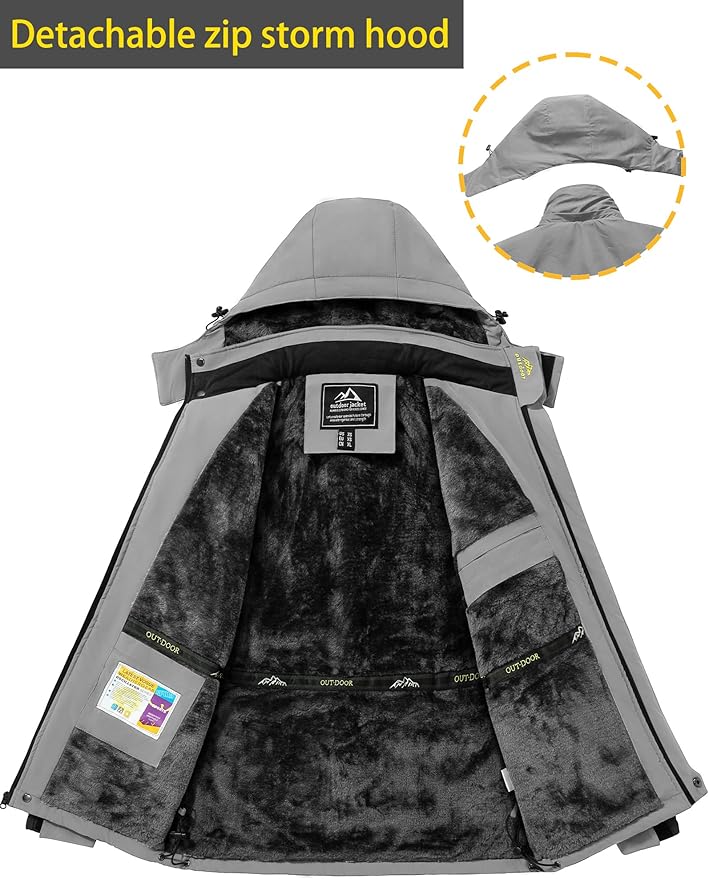 TACVASEN Men's Winter Ski Jacket Waterproof Snow Coats Snowboard Fleece Lining Jacket Warm Parka with Hooded