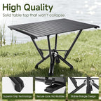 Camping Table Folding, Small Camping Table with Load 380lbs, Portable Roll up Aluminum Foldable Table with Carry Bag for Outdoor, Picnic, Camping, Black