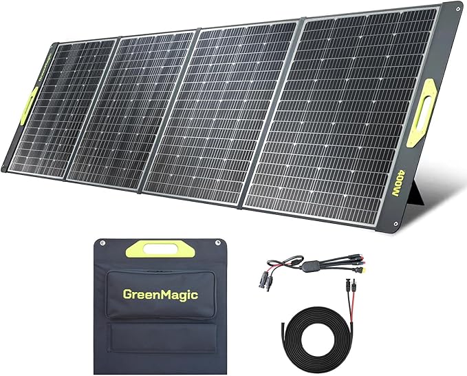 Greenmagic Portable 400 Watt Solar Panel, 39V Foldable, Durable Foldable, Durable Compatiable with Most 40v Portable Solar Generator, Power Station on The Market