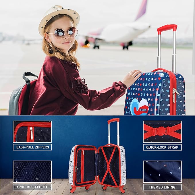 Nautica Kids 18" Hardside Carry-on Suitcase with Spinner Wheels, Shark Attack