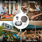 Odoland Stainless Steel Camping Mess Kit for Family & Person, Cooking Tableware Utensils with Plates Bowls Forks Spoons Knives & Savings Bag for Camping, Backpacking, Hiking, Picnic