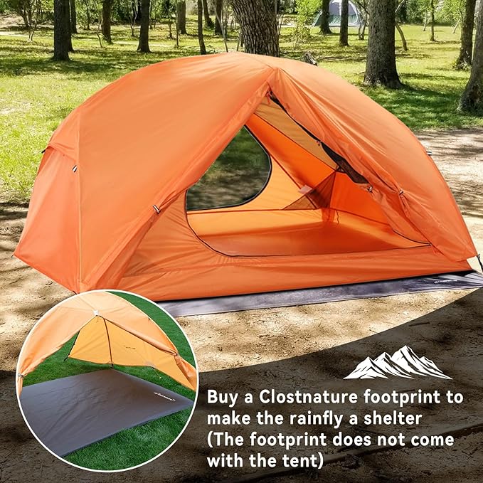 Clostnature Taurus 2 Person Backpacking Tent - Lightweight Two Person Tent for Backpacking, Easy Set Up Waterproof Camping Tent for Adults, Kids, Scouts, Large Size Outdoor, Hiking Gear