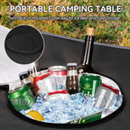 Portable Lightweight Folding Camping Table with Cooler and 4 Large Cup Holders Collapsible Picnic Camp Table Foldable Outdoor Table with Carry Bag for BBQ Tailgating Beach RV Travel Hiking