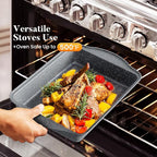 Kitchen Academy Granite Nonstick Cookware Set - 17 Piece Gray Cooking Pans Set, Induction Pots and Pans Set Non Stick, PFOA & PFOS Free.