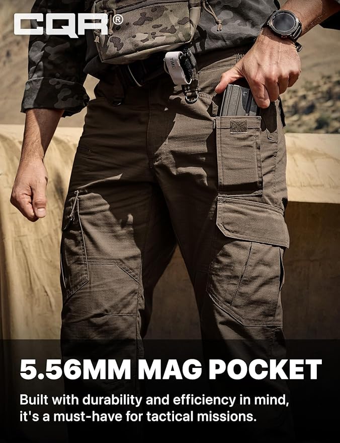 CQR Men's Tactical Pants, Water Resistant Ripstop Cargo Pants, Lightweight EDC Work Hiking Pants, Outdoor Apparel