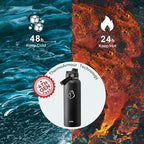 BUZIO 40oz Insulated Water Bottle, Triple Wall Vacuum Stainless Steel Water Flask with 2 lids, Lead-Free BPA-Free Straw Lid Sports Canteen Jug, Cold 48H & Hot 24H- Black