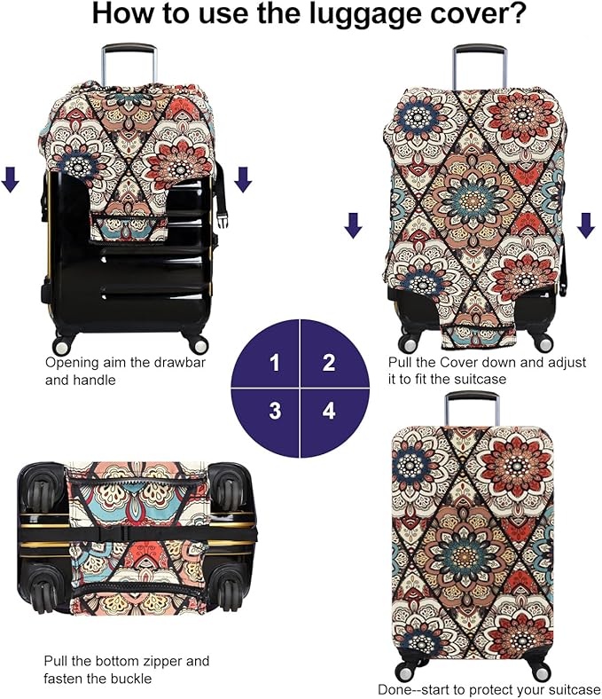 Travel Trolley Case Cover Protector Suitcase Cover 19"-20" Trolley case Luggage Storage Covers for Men Women, Retro