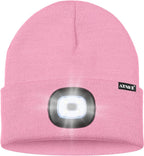 ATNKE LED Lighted Beanie Hat,USB Rechargeable 4 LED Running Headlamp Bright Cap with The Light Gifts for Men and Women