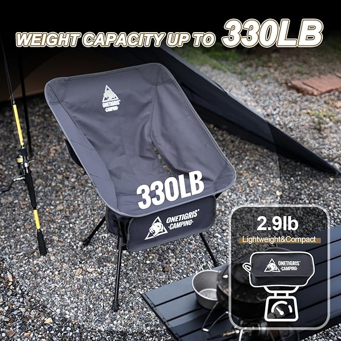 ONETIGRIS Tigerblade Camping Chair, Lightweight Folding Backpacking Hiking Chair, Compact Portable 330 lbs Capacity