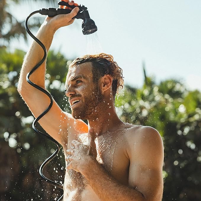 BeachBox Portable Shower Tank – Insulated Hot & Cold Water Tank for Camping, Beach, & Outdoor Adventures – 1.3 Gal Capacity – Multi-Spray Shower Gun – Easy Fill & Carry