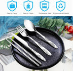 20PCS Premium Travel Utensils With Case, Stainless Steel Reusable Portable Utensils Set With Case, Lengnoyp Travel Silverware Set With Case for Lunch Box Camping, Silver