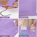 Univivi Kids Garment Bags for Dance Costumes With Full Zipper, Garment Bags for Hanging Clothes With 3 Medium Clear Zipper Pockets for Dance Costume Storage (Purple) - 8 Pack