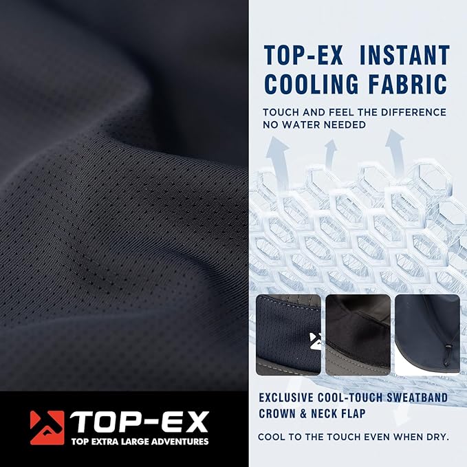 TOP-EX Cooling Sun Hat with Neck Flap – UPF 50+ Wide Brim Breathable Hat for Hiking, Fishing & Big Heads