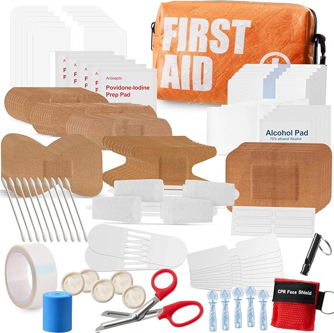 Emergency First Aid Kit Survival - Dotodo Car Medical Kit | Portable Emergency Kit for Trave, Home, Sports, Camping, Dorm, RV, Workplace (Orange, 125 PCS)