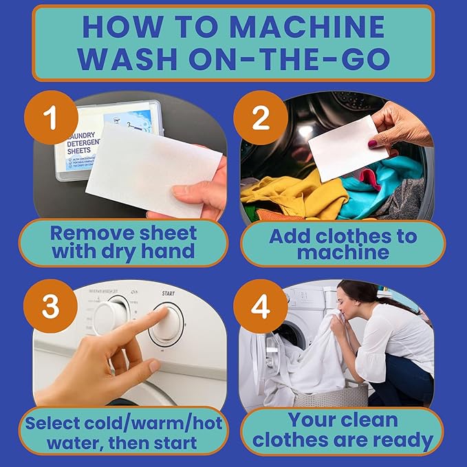 Travel Laundry Detergent Sheets 30 Pack – Hand Wash or Machine Wash Travel Detergent with Universal Sink Stopper best for Cruise, Hotel, Camping & On-the-Go Washing