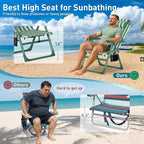 Suteck Backpack Beach Chair for Adults - 6-Position Folding Reclining Chair with Cooler Bag & Cup Holder, Lightweight Portable Beach Chair for Camping, Outdoor, Sand, Travel Use