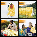 12-Pack Emergency Mylar Thermal Blankets, 82"x62" Space Blankets Foil Blanket, XL Camping Blanket for Outdoors, Hiking, Survival kit, Bug Out Bag，Marathons or First Aid, Golden