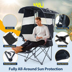 Nice C Chair with Canopy, Heated Camping Chair with Battery, Outdoor Sports Chairs with Shade, Heated Folding Umbrella Chairs, with Removable Footrest (1-Pack)