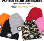 VIBELITE LED Beanie Hat with Light, USB Rechargeable LED Headlamp, Gifts for Men, Him, Husband, Boyfriend, Gifts for Dad, Husband, Father, Pink