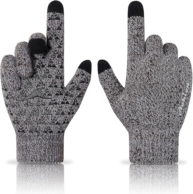 Achiou Winter Gloves, Glove for Men Women, Upgraded Touch Screen Texting Warm Running with Thermal Soft Knit Lining