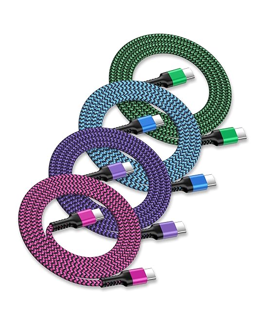 4 Pack/6FT Android Charger Fast Charging, Android Charging Cable for iPhone 17e/17/16e/16 Pro/16 Pro Max/16 Plus/15 Pro Max/15Pro/15 C to C Cord Auto Car Charger Galaxy S26 S25 Ultra S24 Plus A16 A17