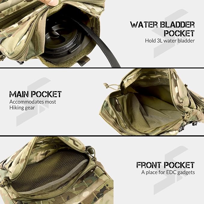 Tactical Molle Hydration Pack 3L Hydration Carrier Pack Water Reservoir Bag for Molle Vest Backpack