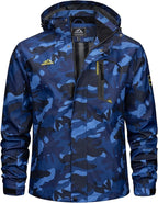 TACVASEN Men's Rain Jacket Lightweight Windbreaker with Hooded Water Resistant Outdoor Raincoat for Hiking Travel Camping