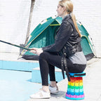 ALEVMOOM Portable Telescoping Stool with Cushion,Retractable More Sturdy Capacity 440Ib,Collapsible Adjustable Folding Stool for Camping Hiking Mountain Garden BBQ