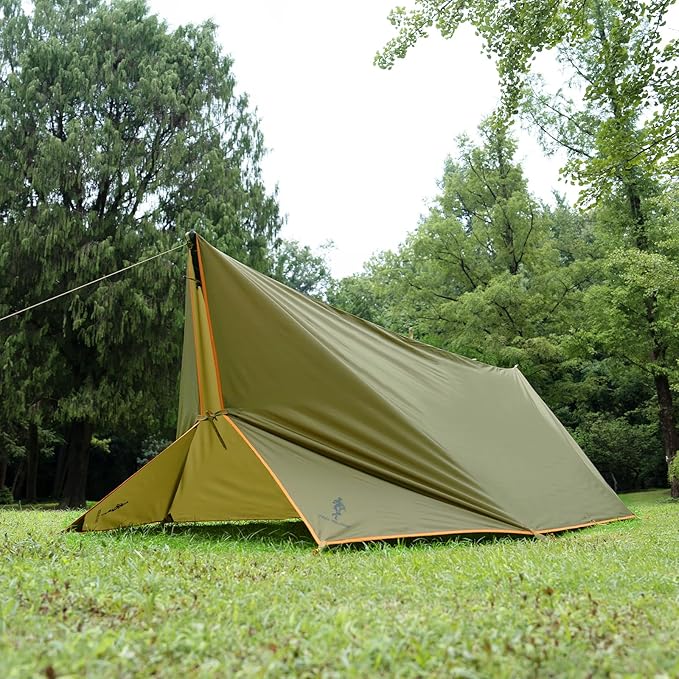 FREE SOLDIER Waterproof Portable Tarp Multifunctional Outdoor Camping Traveling Awning Backpacking Tarp Shelter Rain (Brown 10×10.5ft)