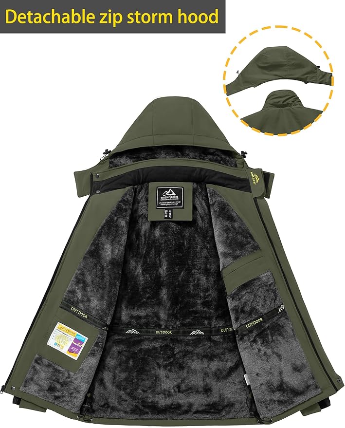 TACVASEN Men's Winter Ski Jacket Waterproof Snow Coats Snowboard Fleece Lining Jacket Warm Parka with Hooded