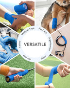 FriCARE Self Adhesive Bandage Wrap, Medical Tape in First Aid Kit, Cohesive Bandages for Wounds Sport Vet, 2 Inches X 5 Yards 6 Rolls, Blue