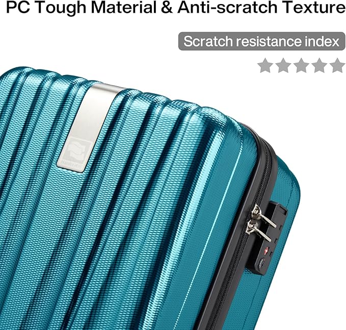 Hanke 14 Inch Underseat Carry On Luggage with Wheels Hard Shell Suitcases Carry On Bag Lightweight Small Mini Suitcase Tsa Luggage for Travel. Caribbean Blue.