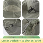 Home Prefer Outdoor UPF50+ Sun Hat Wide Brim Mesh Fishing Hat with Neck Flap