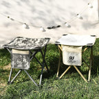 Opliy Camping Stool 2 Pack,13.5 Inch Portable Folding Stool for Outdoor Gardening and Beach Hiking Fishing,Foot Stool with Carry Bag (Khaki)