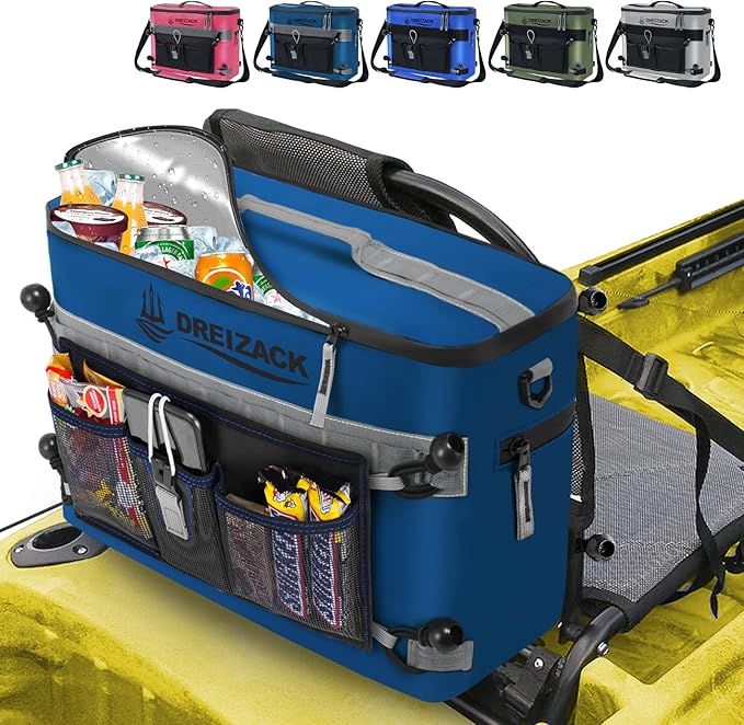 Dreizack Kayak Cooler Behind Seat, Waterproof Cooler for Kayaking,Paddle Board Cooler Compatible with Lawn-Chair Seat Kayak Accessories Cooler Bag Kayak Cooler Tow Behind for Camping Fishing